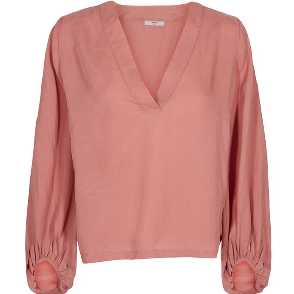 Minimun V-Neck Rose Bishop Sleeve Blouse Size 6 - Picture 1 of 6